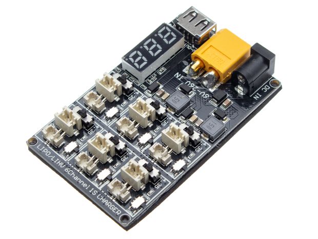 Зарядний пристрій AKK для 6-ти 1S LiPo/LiPoHV акумуляторів, Світлина 1