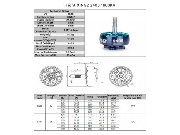 Двигун безколекторний iFlight XING2 2405-1800kv, Світлина 5