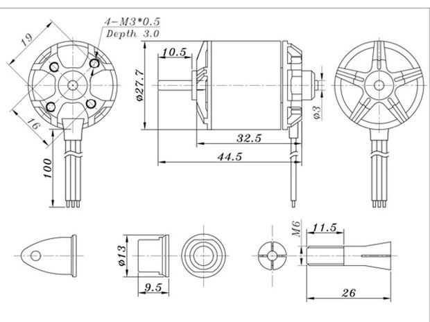 Двигун безколекторний SunnySky A2212-1400kv V2, Світлина 5