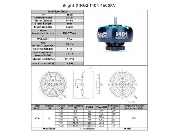 Двигун безколекторний iFlight XING2 1404-4600kv, Світлина 6