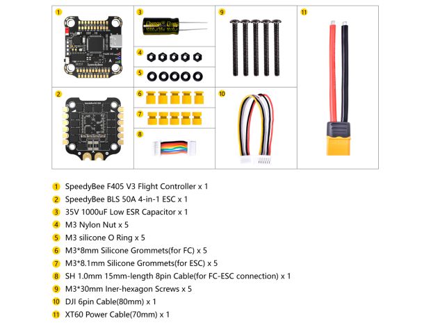 SpeedyBee F405 V3 Стек (польотний контролер F4 + регулятор 4в1 50A), Світлина 7