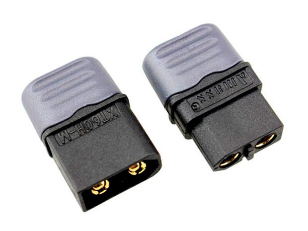 Роз’єм нейлоновий Amass XT60H з ізолюючою насадкою чорний (пара), Світлина 1