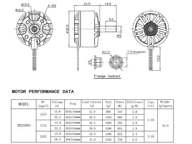 Двигун безколекторний RacerStar BR2508S-1275kv, Світлина 5