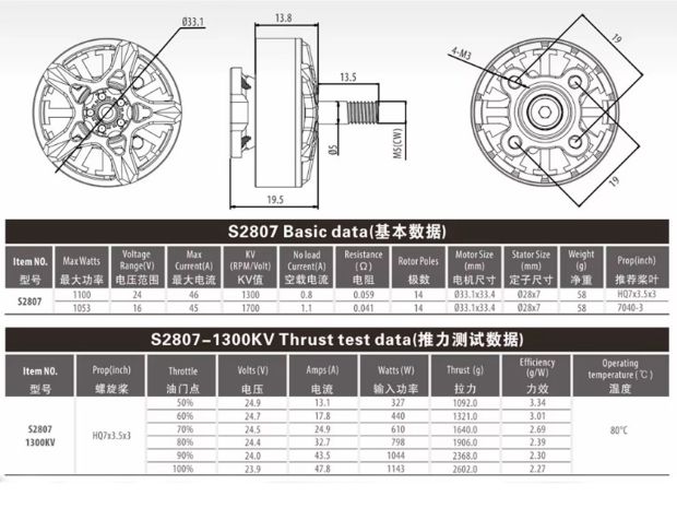 Двигун безколекторний Surpass Hobby Bat S2807-1300kv, Світлина 6