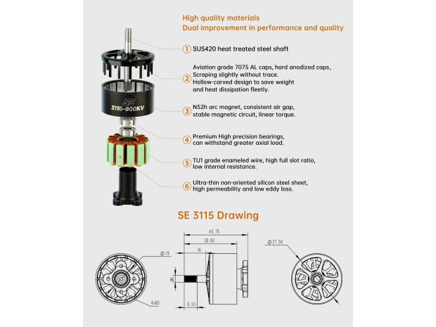 Двигун безколекторний BrotherHobby Special Edition 3115-900kv, Світлина 5