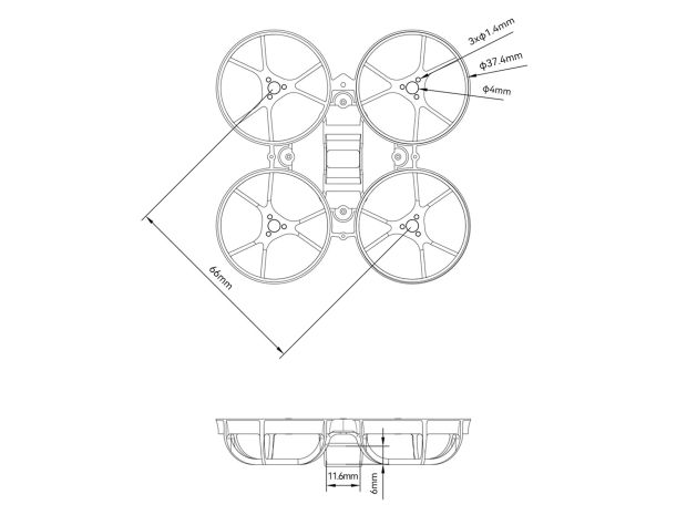 Рама BetaFPV Meteor65 Pro Whoop (Transparent Gray), Світлина 3