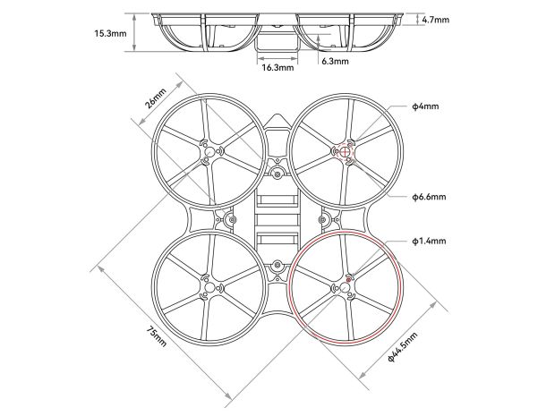 Рама BetaFPV Air75 Whoop (Transparent Blue), Світлина 2