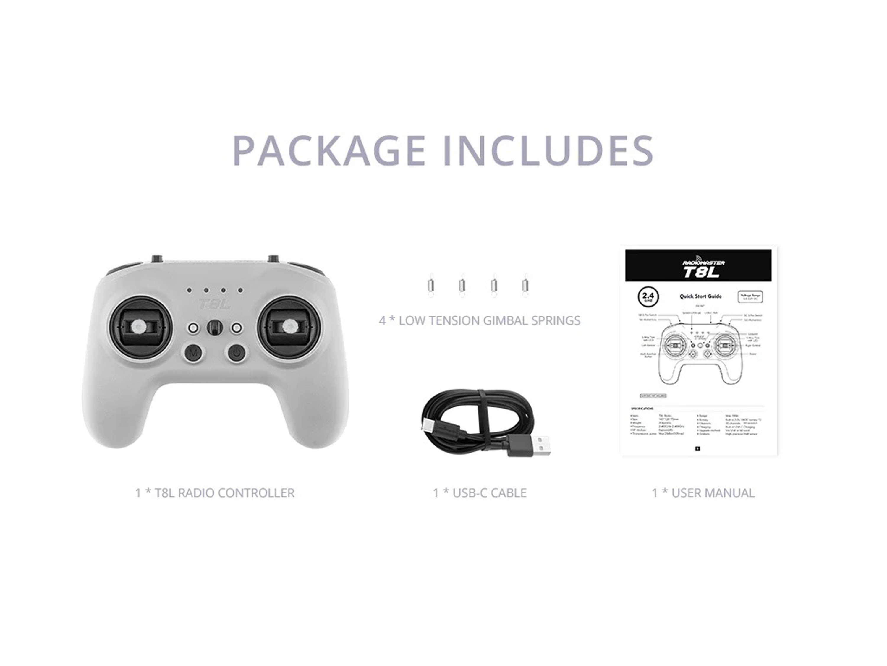 Радіоапаратура RadioMaster T8L Grey (ELRS 2.4ГГц) (світлина #8)